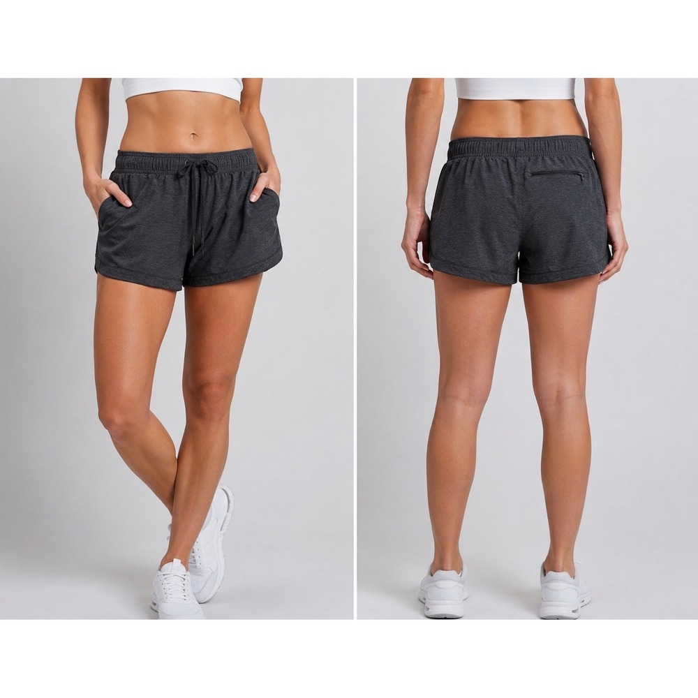 Prana Breathe Shorts Womens Large Charcoal Gray Heather Athletic W31212464